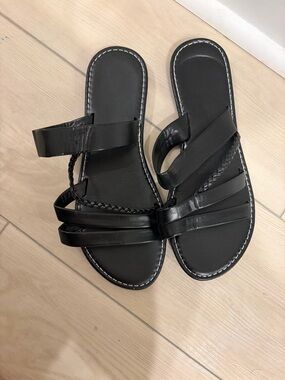 SHEIN Black Braided Strappy Slide Sandals